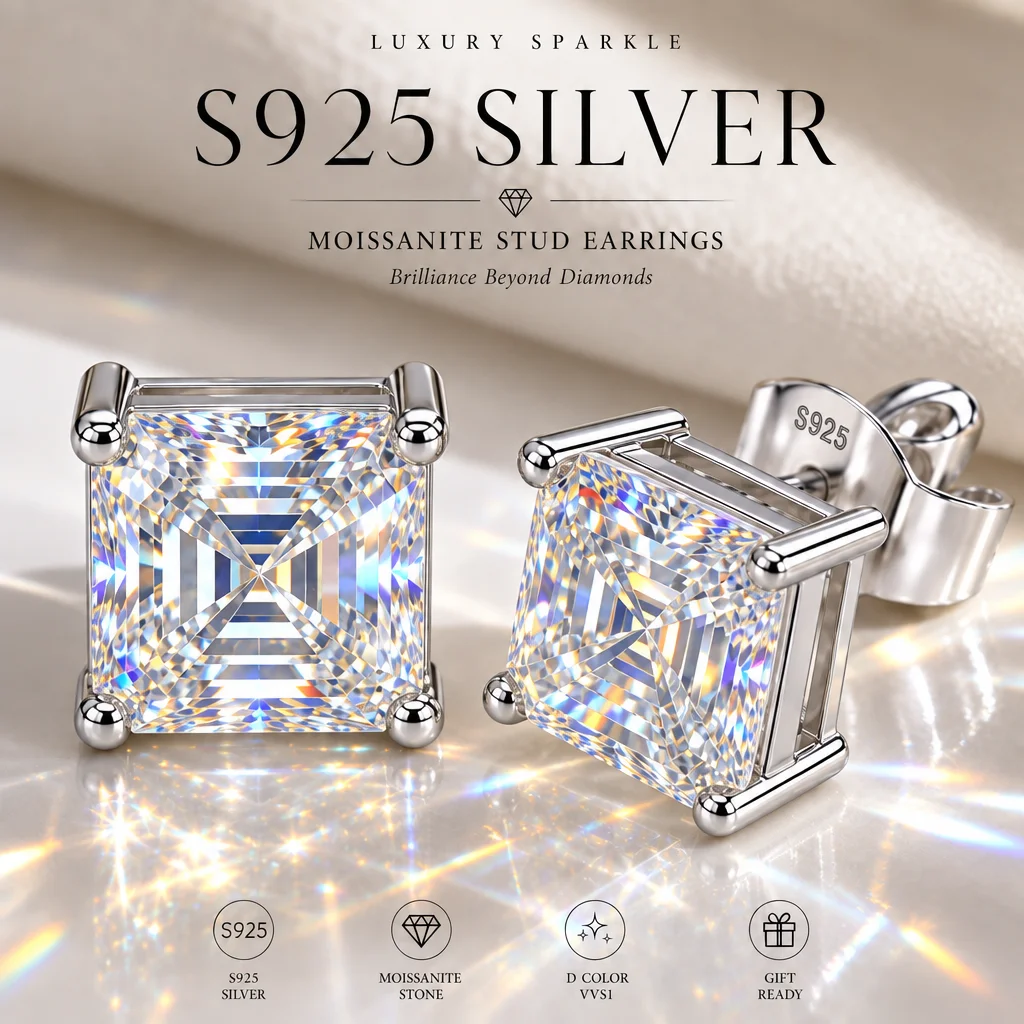 S925 Sterling Silber Strahlende Form 3EX Schliff Zertifizierter 2,0ct Moissanit Damen-Ohrringe Party-Schmuck Geschenke Mit GRA-Zertifikat – Detail 7