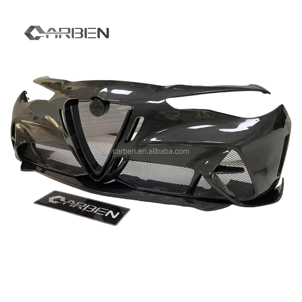 

Передний бампер из углеродного волокна в стиле GTA для Giulia, высококачественный кованый сотовый знак OEM, новое состояние