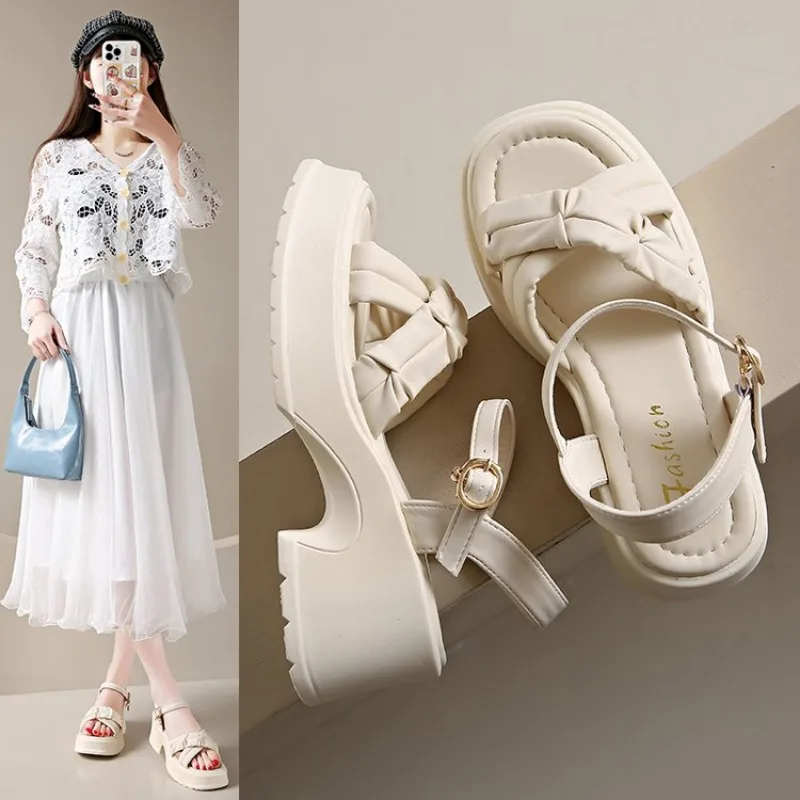 

2025 New Summer Fashionable Casual Women's Sandals Increased Heel Waterproof Platform Wedges Stylish Roman Loers For Women 41