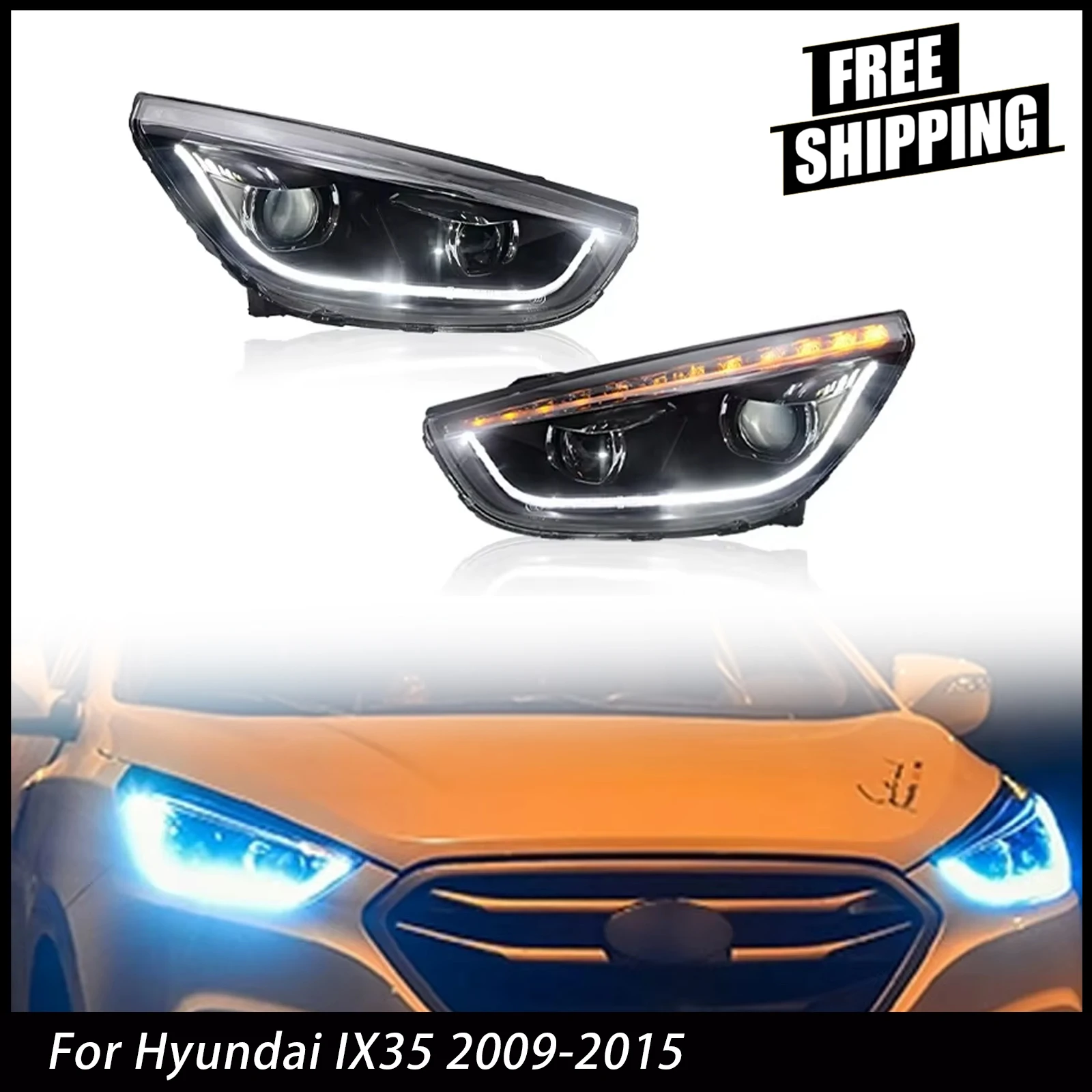 

Автомобильные фары для Hyundai IX35 2009-2015, модифицированные автомобильные лампы, дневные ходовые огни, динамические Сигналы поворота, автомобильные аксессуары
