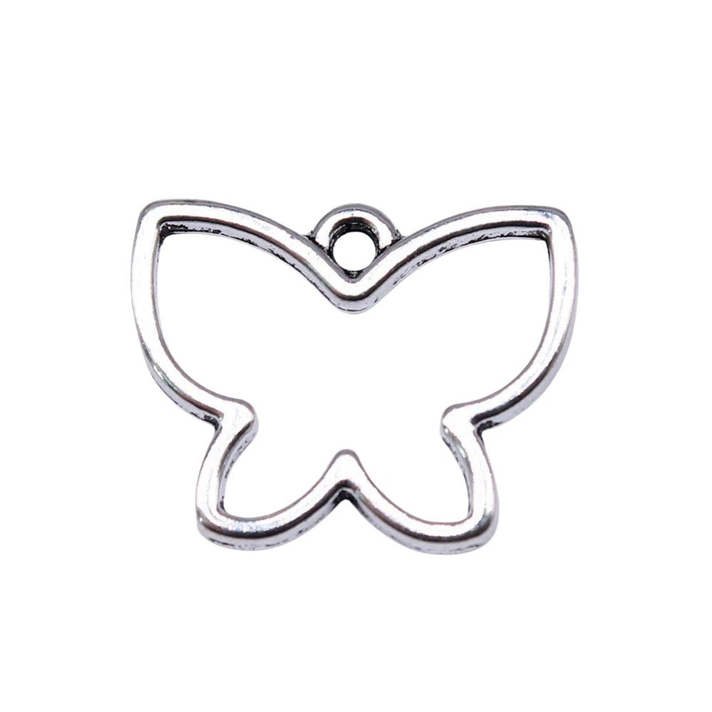 20pcs/lot 18x14mm Hollow Butterfly Charms For Jewelry Making Antique Silver Color 0.71x0.55inch