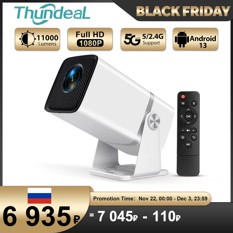 ThundeaL 4K كامل HD العارض FHD TD80W أندرويد واي فاي ثلاثية الأبعاد المسرح المنزلي TD80 المحمولة شعاع جهاز عرض صغير اجتماع ثلاثية الأبعاد فيديو PK HY320