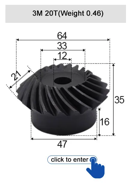 45 # Stahl-Spiralkegelradgetriebe, 2M, 15T bis 60T, Modul 1:4, 90 Grad Differentialgetriebe, gleicher Übersetzungsverhältnis, Durchmesser 8mm bis 12mm, Loch – Detail 19