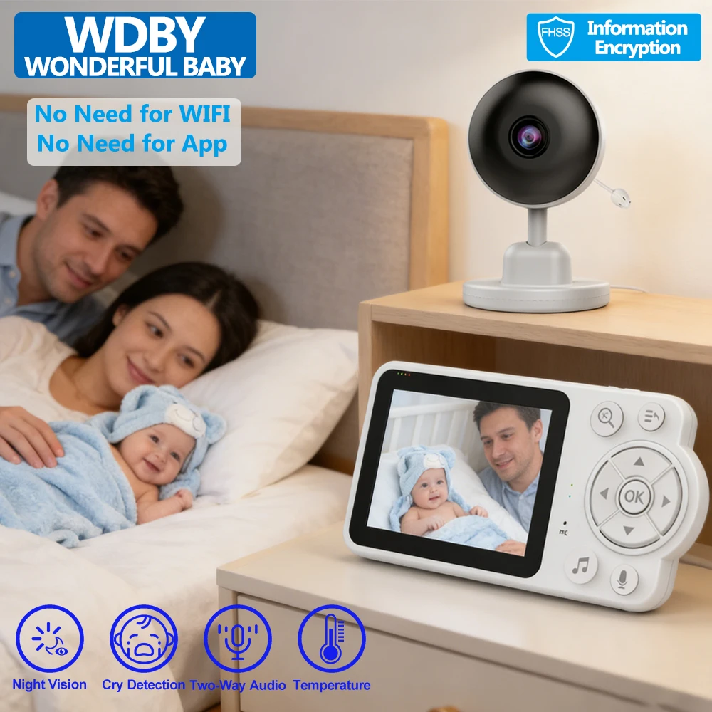 2.8 Inch Video Baby Monitor Digital Zoom Surveillance Camera - Auto Night Vision Two-Way Intercom Babysitter Security Nanny Cam