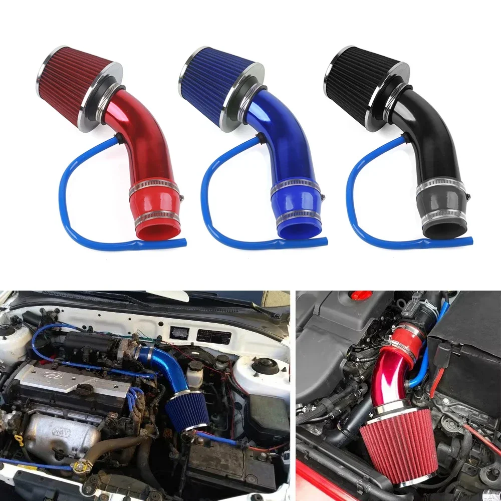 

New 76mm Car Racing Cold Air Intake System Turbo Induction Pipe Tube Kit Aluminum With Cone Air Filter Inlet