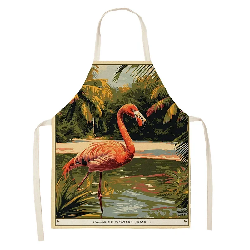 Women's kitchen apron Linen man Children's Big size Child girl Waterproof funny Half Work Coffee amini flamingos nordic simple