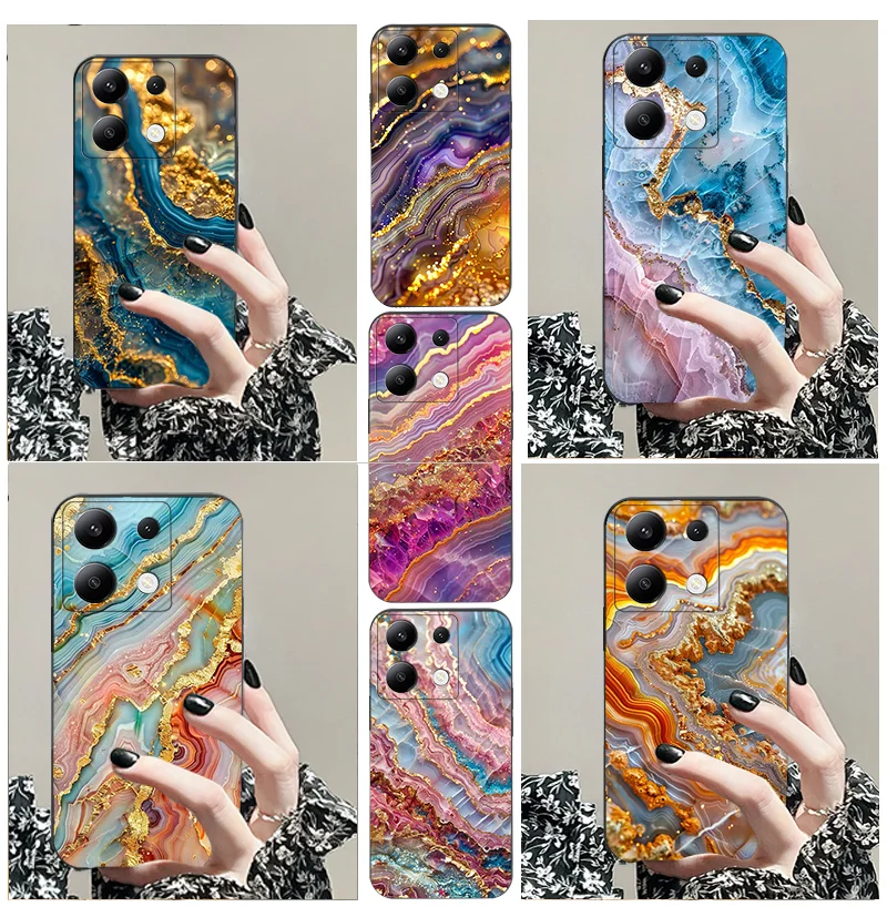 

for Xiaomi POCO C 50 51 55 65 F 2 3 4 5 M PRO S GT X 6 NEO X NFC 31 G TPU black soft phone case anti drop trendy marble pattern