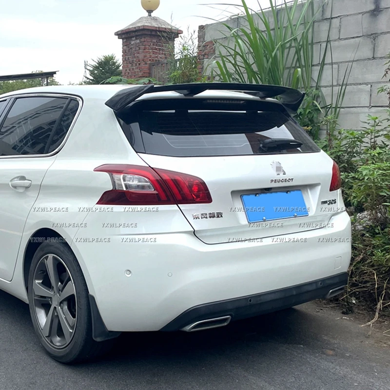 Aileron de coffre pour Peugeot 308 2014-2019, en plastique ABS, aspect fibre de carbone, pour hayon, aileron arrière, kit carrosserie, accessoires