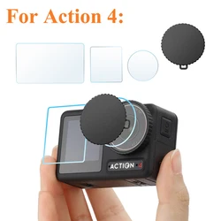 For DJI Action 4 Lens Cover HD Tempered Glass DJI Action4 Screen Protector Front Rear Film Cap For DJI Osmo Action 4 Accessories