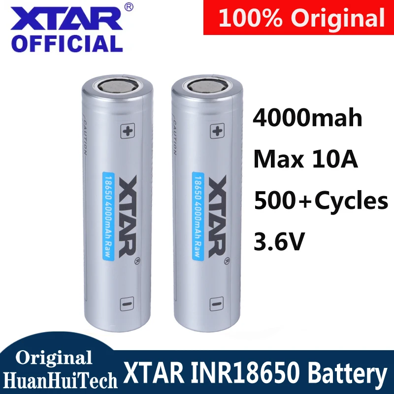 Batterie Li-ion rechargeable originale XTAR INR 18650 4000mAh RAW Max 10A 3.6V, faible résistance, qualité A, plus de 500 cycles, pour outils électriques