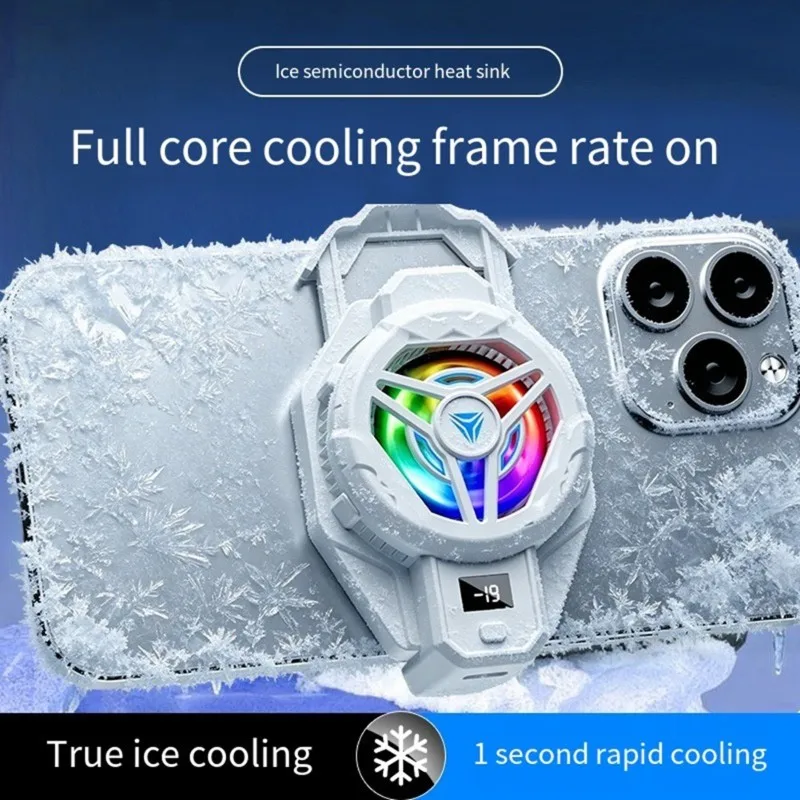 B48A DY36 Semiconductor Phone Cooler With 4-Speed Smart Temp Temperature Control, RGB Light Back Clip Radiator