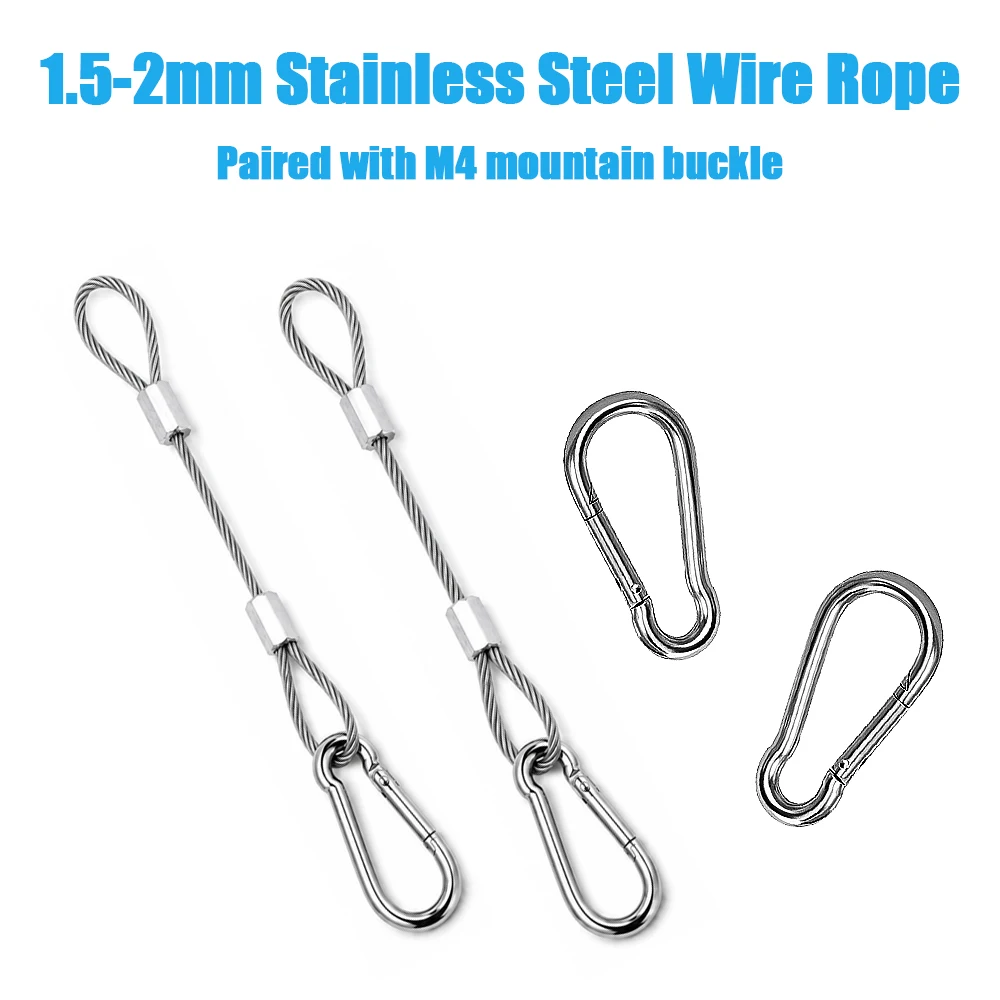 Stainless Steel Wire Rope With M4 Mountain Buckle at Both Ends 1.5mm -2mm Used For Hanging Chan Deliers Signs and Art Decoration
