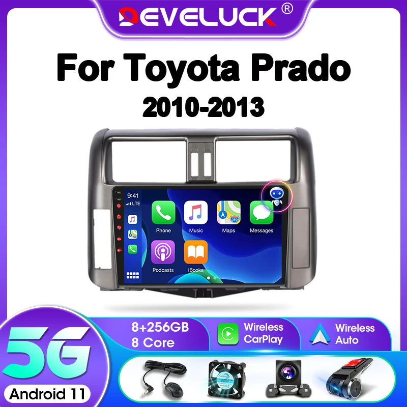 

Develuck Android 11 Car Radio for Toyota Land Cruiser Prado 150 2010 - 2013 Multimedia Player 2 Din Carplay DVD Stereo Auto GPS