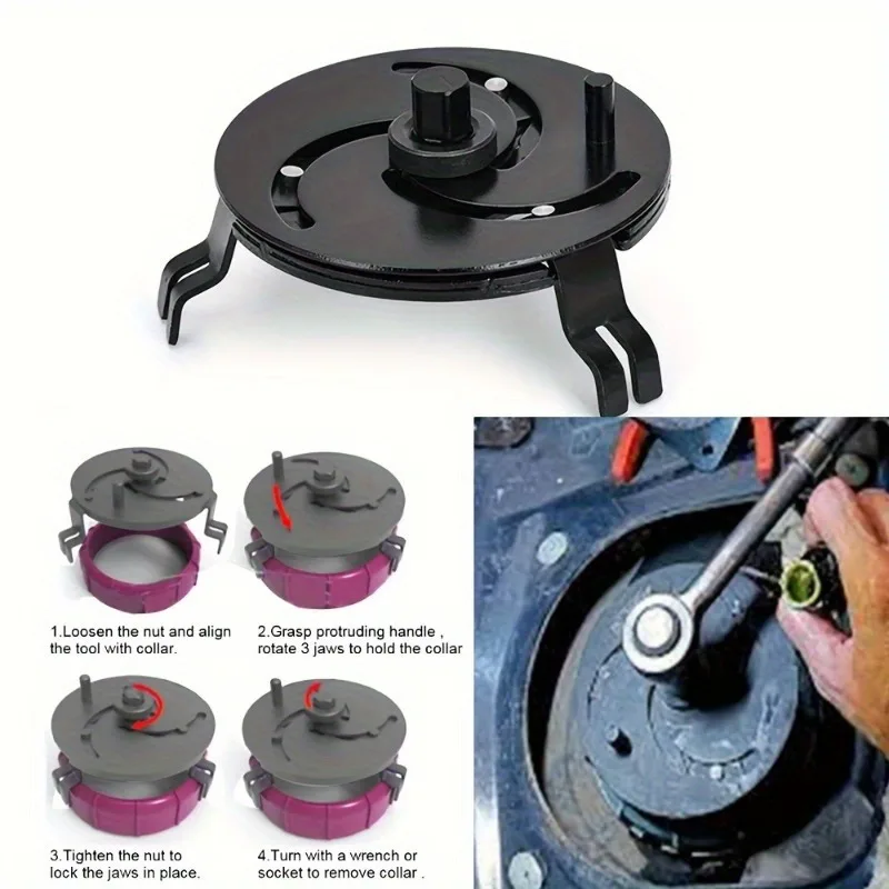 Fuel Tank Cap Wrench 100-170mm Fuel Pump Sender Lock Ring Tool Multifunctional Adjustable Wrench Universal Fuel Tank Cap Removal Tool Three-jaw Right Angle Wrench Tool
