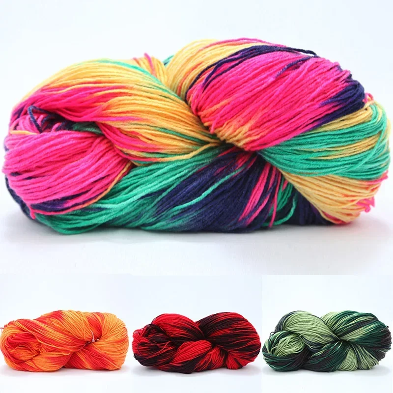 50g Gradient Color Yarn 4 Ply Multicolor Knitting Crochet Cotton Wool Thread Crocheting Hand Knitted Sweater Scarf DIY Yarn