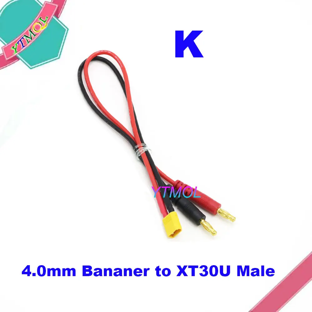 for Rc Lipo Batte Imax B6 Charge Line 4.0mm Banana Plug to T Plug EC3 EC5 XT30 XT60 XT90 MPX TRX AS150 With Silicone Cable 30CM