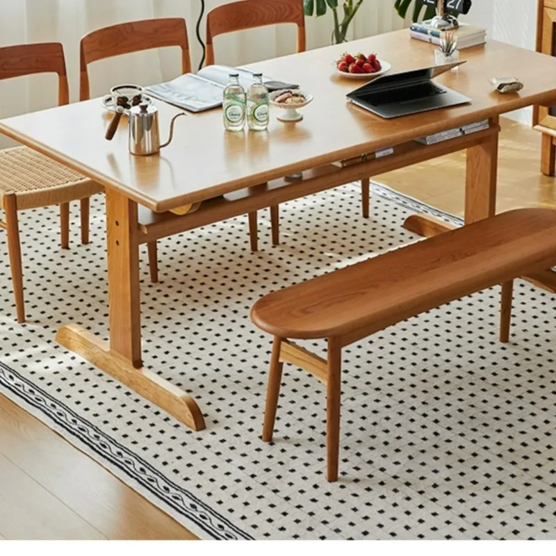 

dining table cherry wood large board table guest restaurant integrated desk home workbench thickened office long table