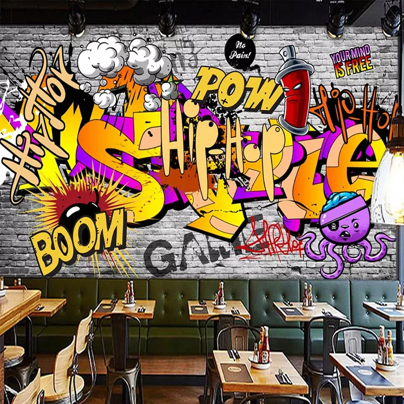 Custom Photo Wallpaper 3D Graffiti Mural KTV Bar Background Wall Painting Restaurant Modern Creative Wall Papers For Walls 3 D