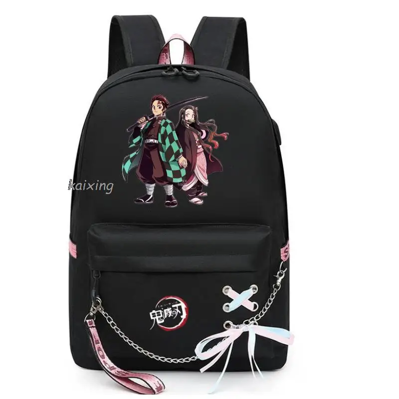 Mochila Kamado Nezuko Demon Slayer Kids Backpacks Women School Bags For Teenage Boys Girls Usb Charge Laptop Backpack Casual