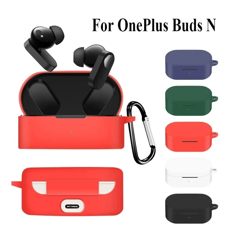 Earphone Protective Case For OnePlus Buds N Wireless Earbud Soft Silicone Protector Case Dustproof Shockproof Cover With Hook