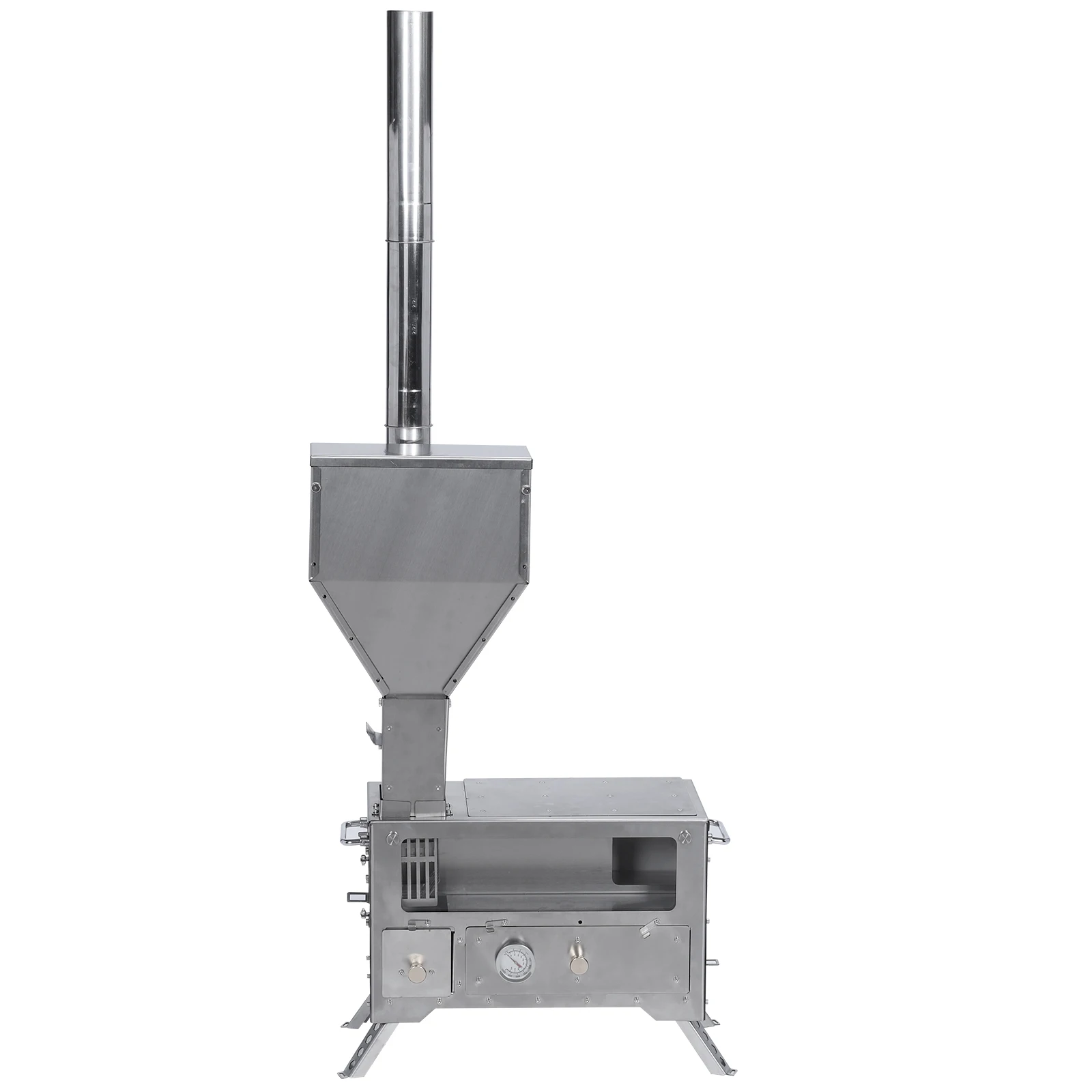 

Палаточная печь с дымоходом, дровяная печь из нержавеющей стали с духовкой для обогрева и приготовления пищи на открытом воздухе, для зимней рыбалки и охоты