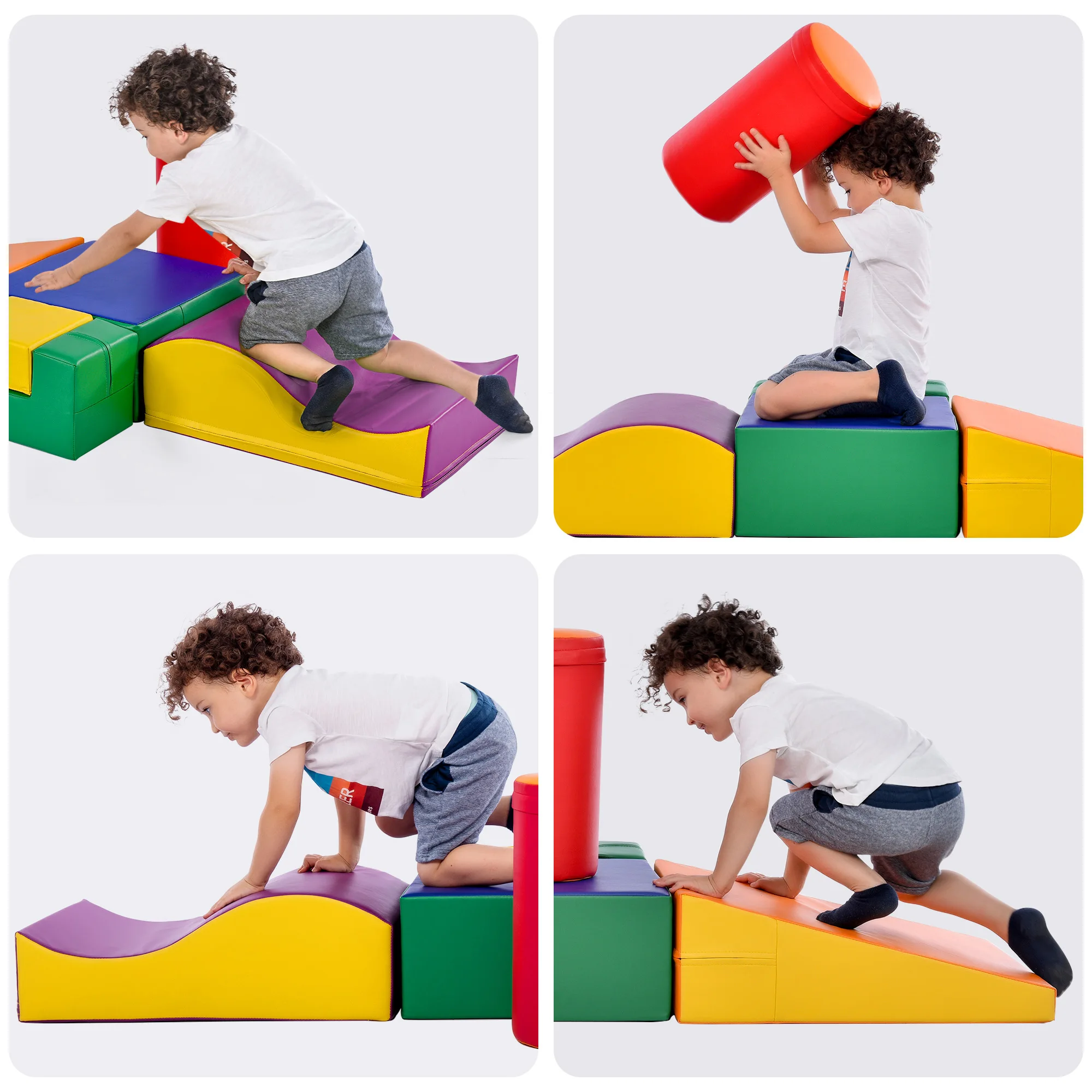 6 PCS Climb Crawl Set For Toddler Indoor Active Play Structure Climbing Crawling Toys Gym Equipment For Baby Boys Girls Kids