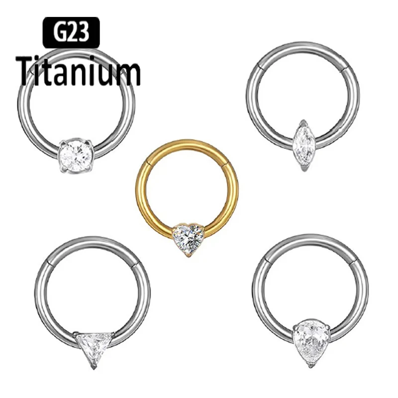 

G23 Titanium Piercing Hoop CZ Hight Segment Rings Open Small Septum Piercing Nose Rings Earring Helix Cartilage Body Jewelry 16G