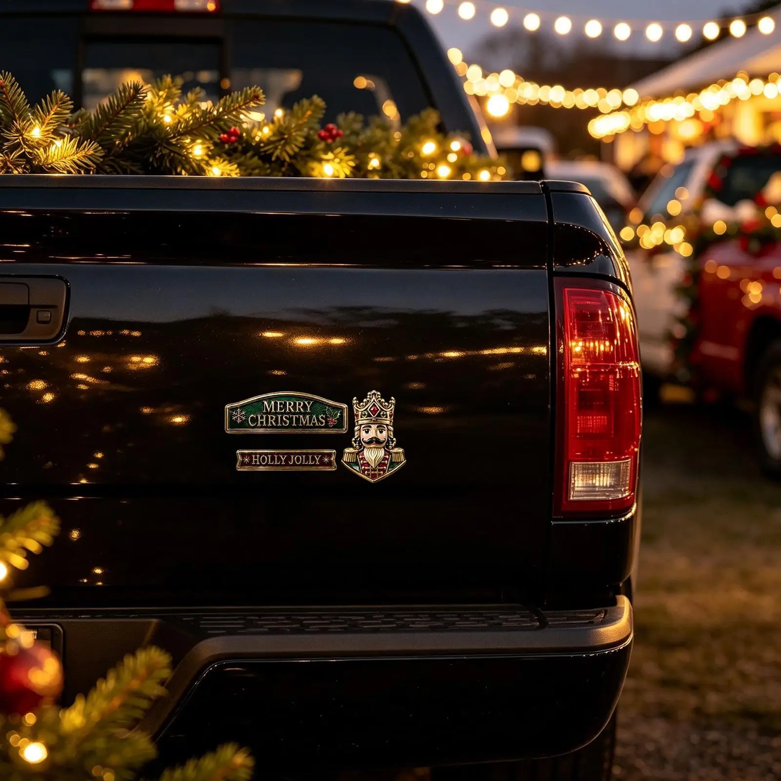 Car Badges Emblems Christmas Iron Truck Rear Door Sticker Vintage Car Emblem Sticker For Beginner Winter Gathering Road Trip