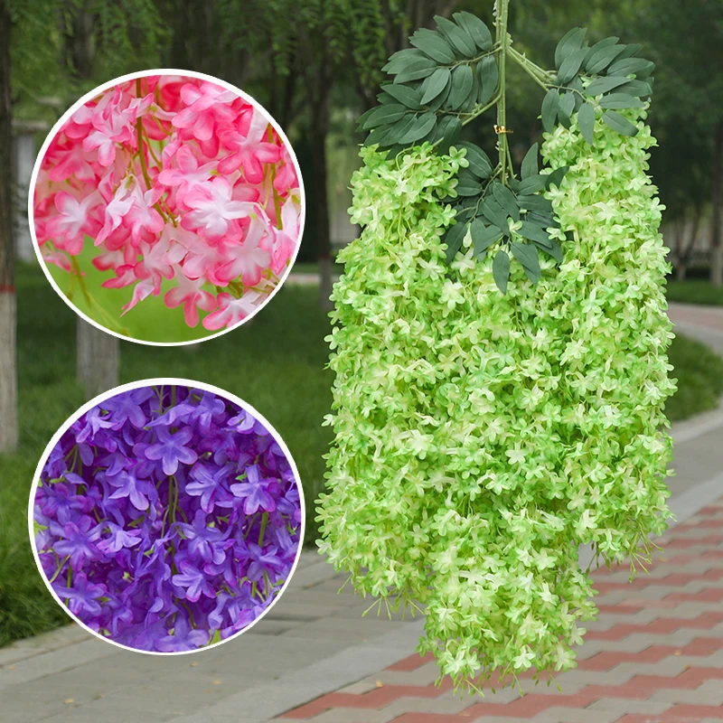 

High Density 6Pcs Wisteria Artificial Flower Rattan Wreath Arch Wedding Home Garden Office Decoration pendant Plant Wall Decor