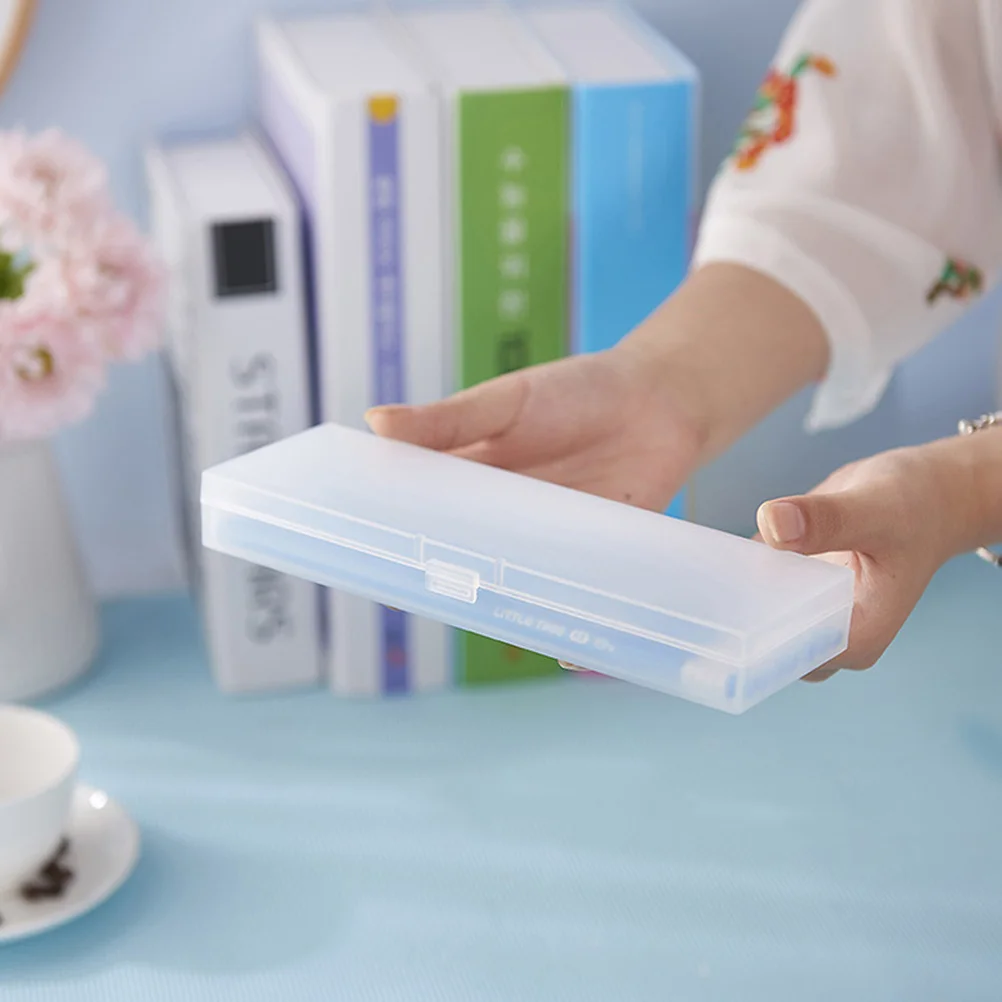 

2 шт., пластиковый пенал 18*5*2 см, матовый, прозрачный, легкий, прочный, чехол для хранения школьных принадлежностей, для путешествий