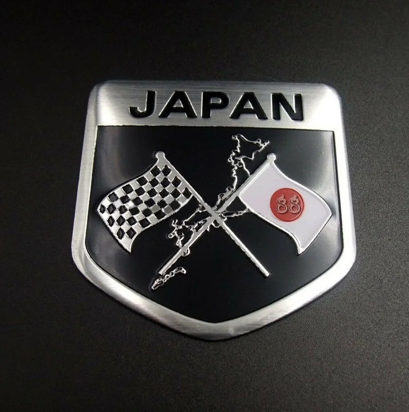 Japan Japanese Flag Shield Emblem Metal Badge Car Truck Motorcycle Body Bumper Garnish Styling Sticker Universal Exterior Parts