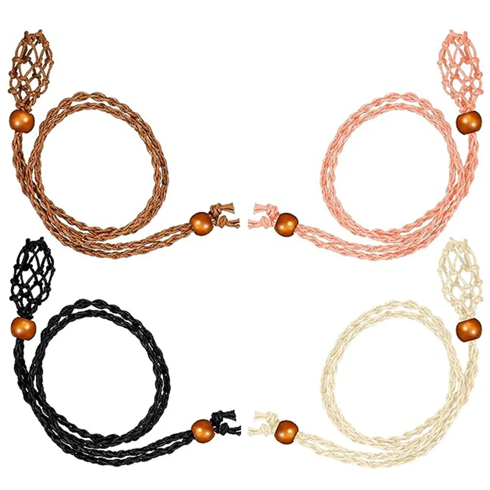 

Empty Holder for Necklace Stone Pendant Jewelry Cages Crystals Cord Woven Cords