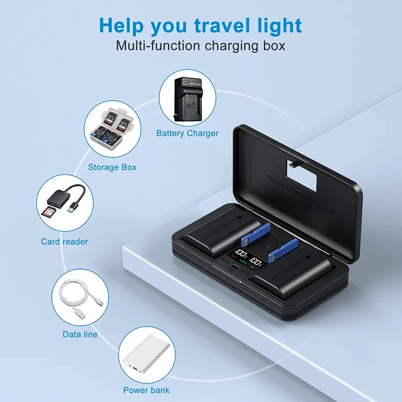LP E6 LPE6 LP-E6 E6N battery and LCD USB charger for Canon EOS 5D Mark II III IV 5Ds 6D 70D 60D 80D 90D Card Reading Functions