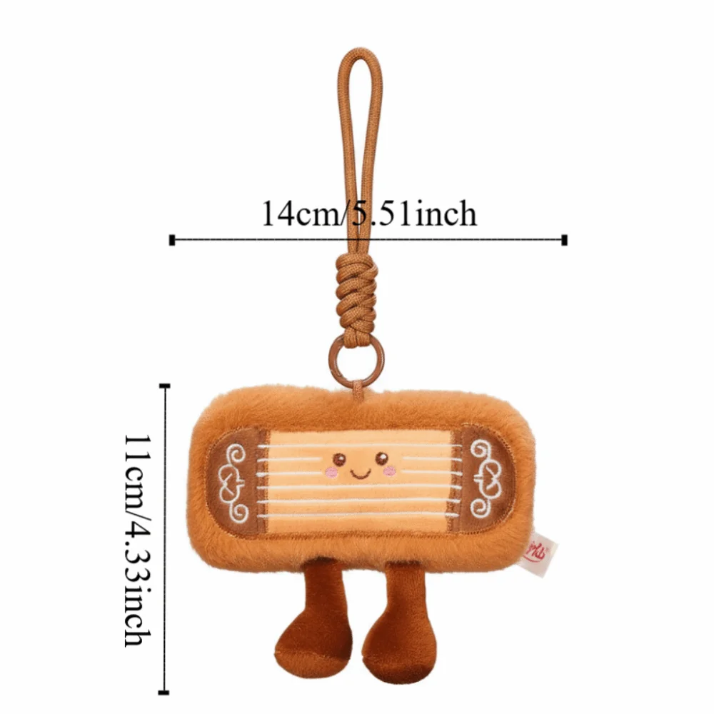 Sleutelhanger gesimuleerd instrument sleutelhanger gevuld zacht Chinese citer hanger Kawaii Comfort Guzheng hanger kerstcadeau