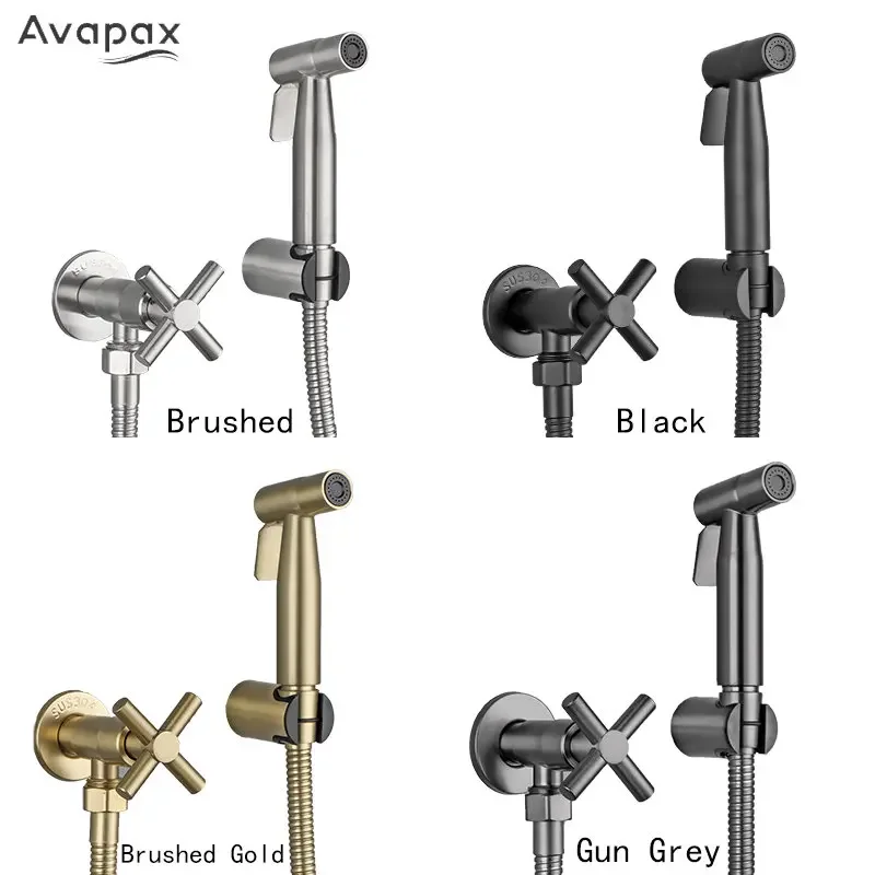 

Avapax Portable Bidet Faucet Sprayer Brass Toilet Faucet Only Cold Water Bathroom Shower Head Muslim Shower Anal Douche