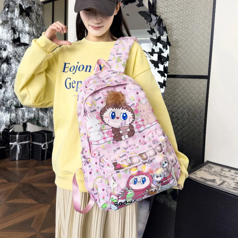 

MINISO12labu HandbagChildren Middle School Schoolbag Women Men Nylon Backpack Cartoon Boys Girls New shoulder bag
