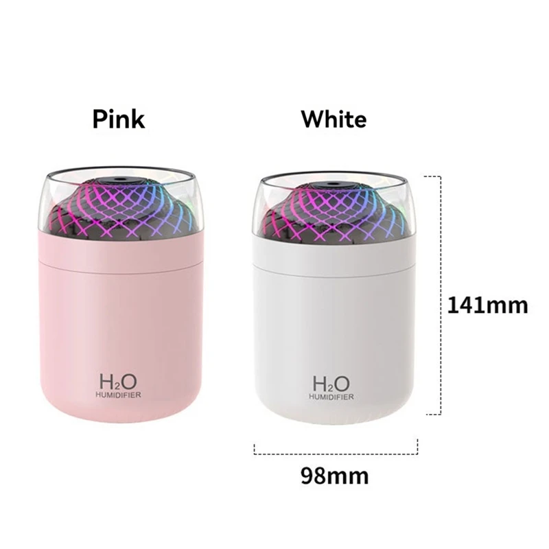 ถ้วยแก้ว Humidifier สีสันสดใสตกแต่งโต๊ะข้างเตียง Night Light USB ขนาดใหญ่ Mist Humidifier