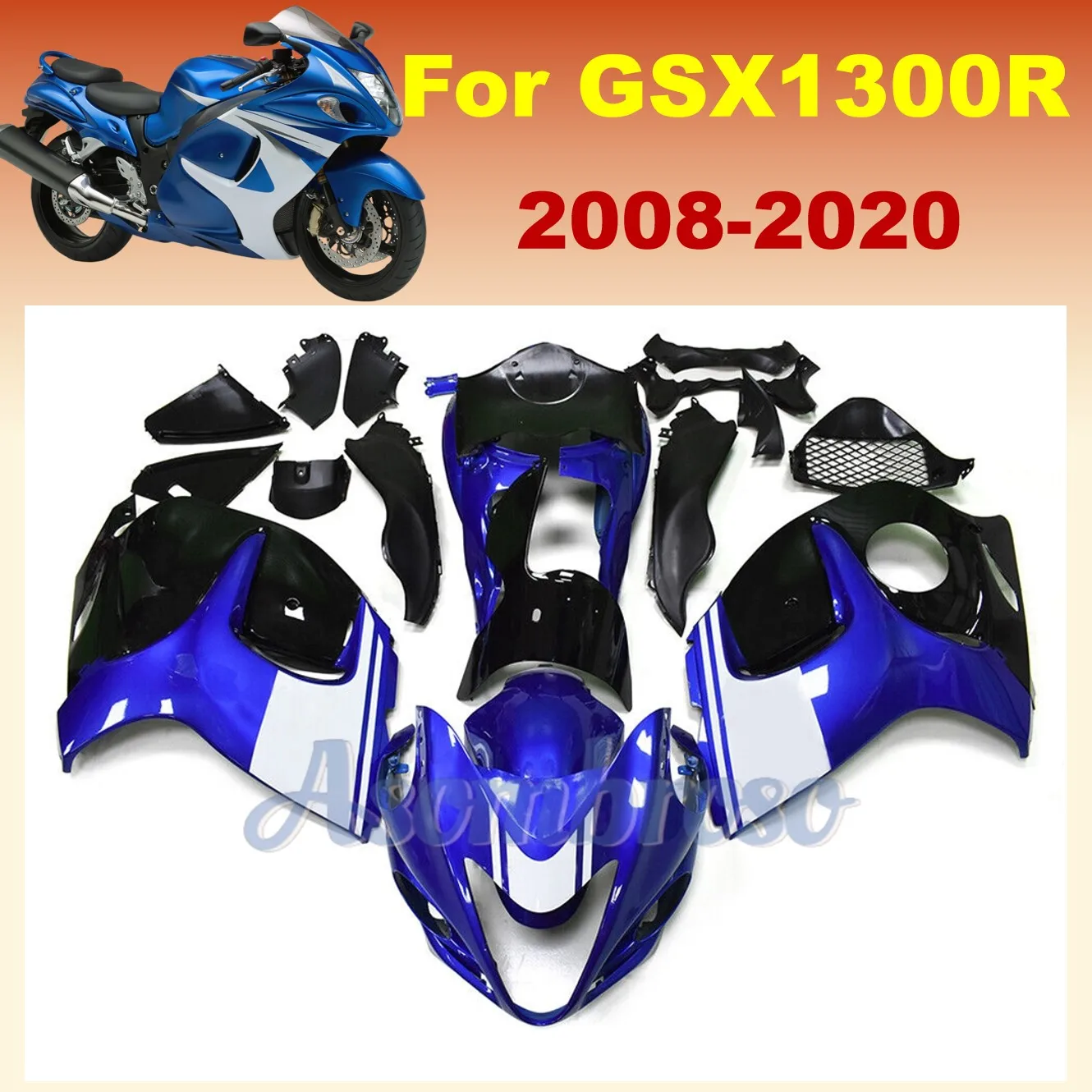 For Hayabusa GSXR1300 2008-2020 2019 GSX-1300R 09 10 12 13 15 16 18 Blue Bodywork Set Injection ABS Plastic Fairing Kit