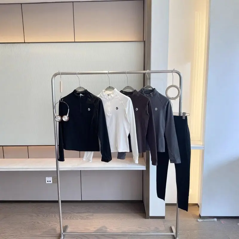 Damska bluza sportowa z zamkiem błyskawicznym, aksamitna, dopasowana, długa, z rozpinanym kołnierzem, młodzieżowa, modna, kolekcja zimowa.