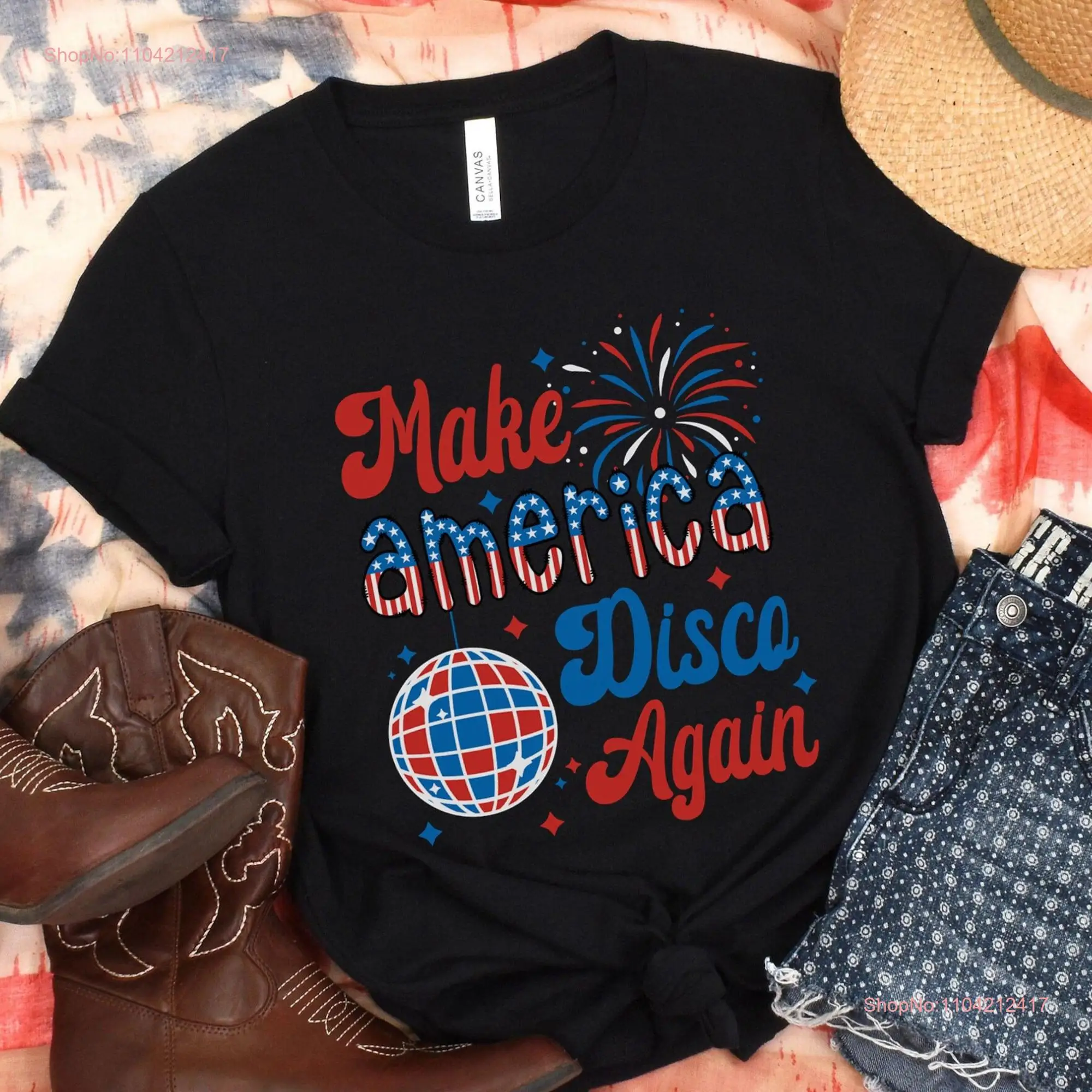 Funny American Patriotic 4th Of July T Shirt for America Groovy Disco Fourth Flag Memorial Day long or short sleeves