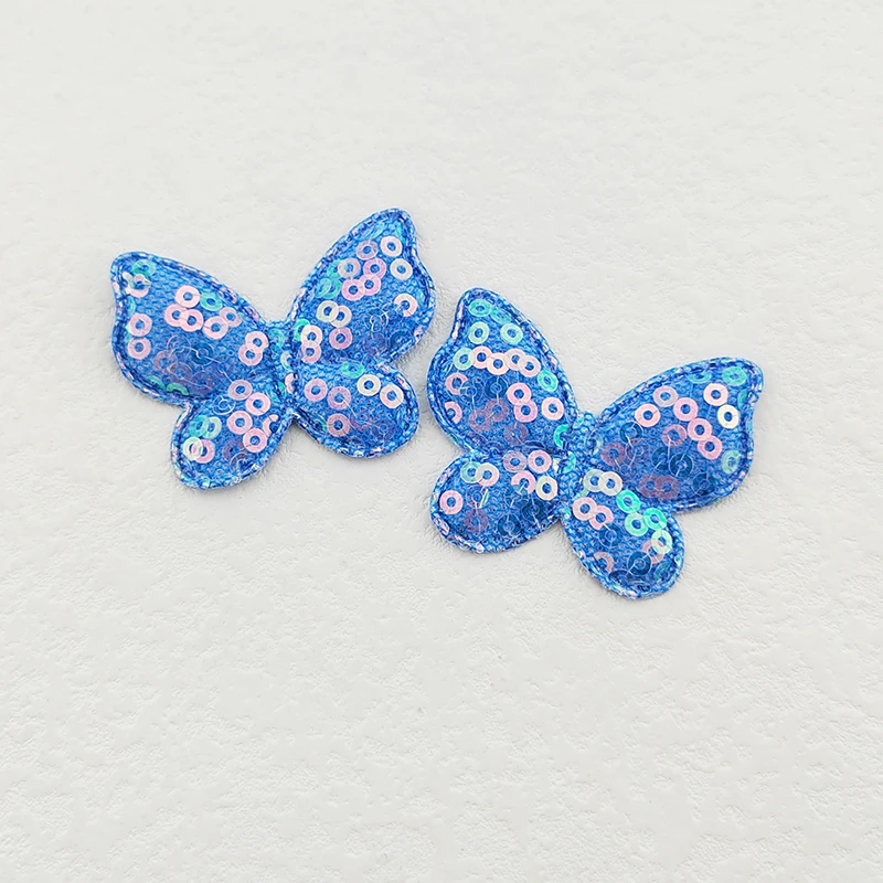 80 Stück Pailletten-Schmetterlings-Applikationen, zwei Größen, zum Aufnähen auf Kleidung, für Bastelarbeiten, zum Nähen, als DIY-Haarspangen-Accessoire, als Aufnäher. – Detail 9