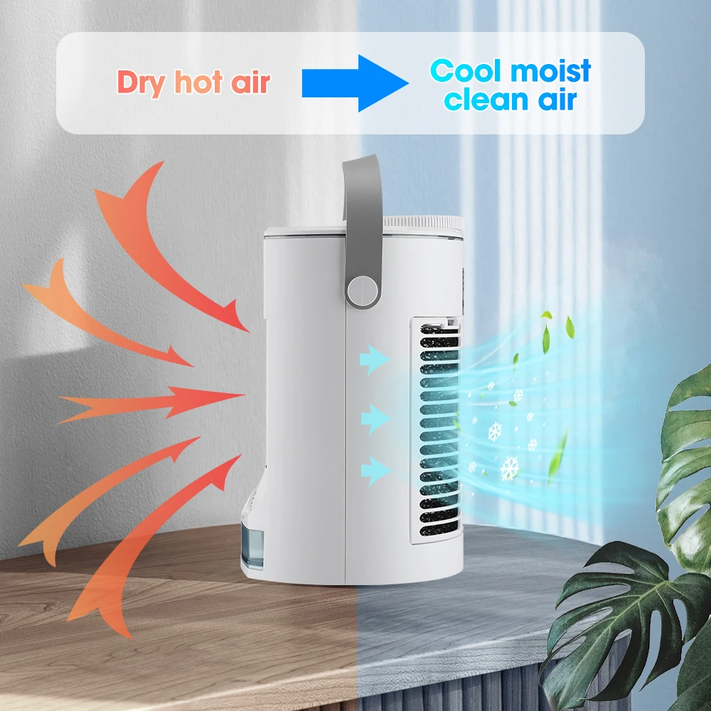 Small Space Air Conditioning for Home Rechargeable Portable Summer Desktop Air Cooler Spray Fan Moist Clean Air for Office Room