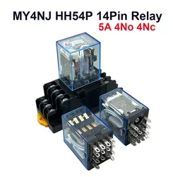 1 set MY4 small Electromagnetic relay Power Relay DC12V DC24V AC110V AC220V Coil 4NO 4NC DIN Rail 14 pins + Base Mini relay