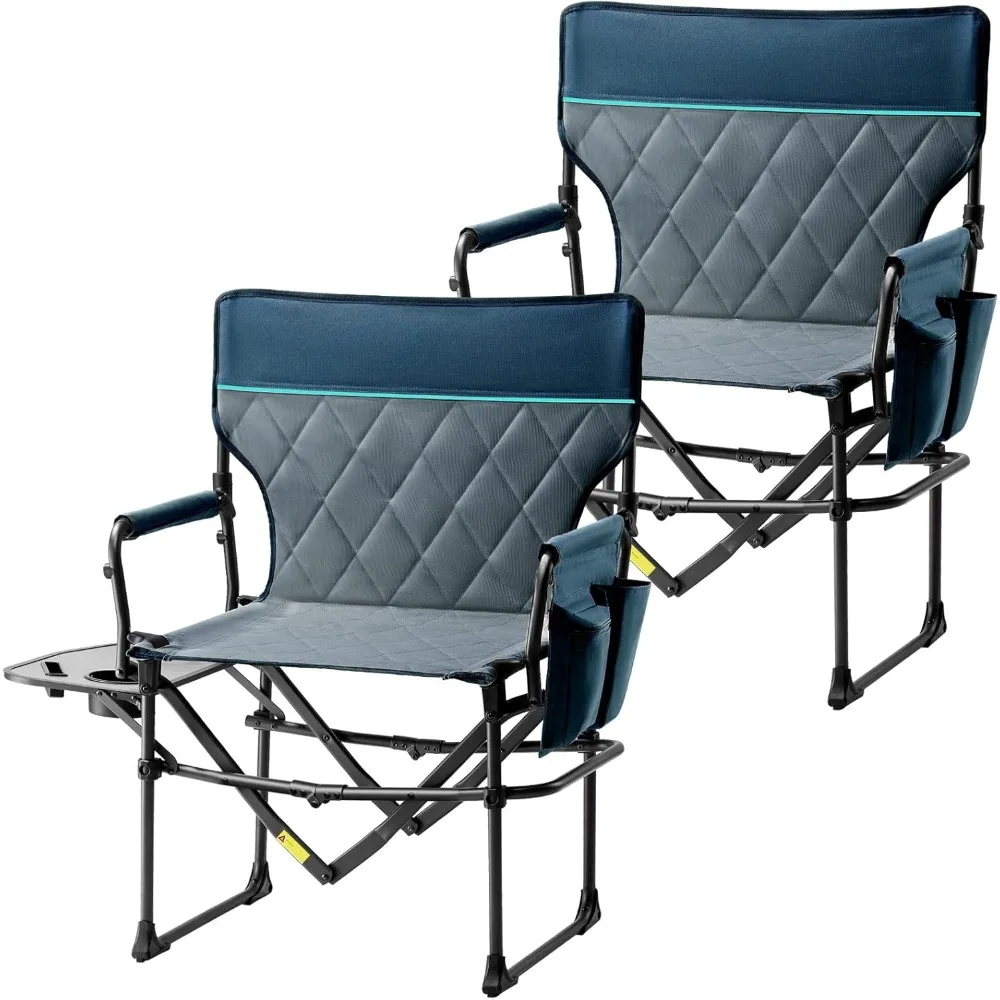 

Camping Chair, Portable Director Chair with Side Table and Pocket, Suitable for Camping, Lawn, Sports, and Fishing