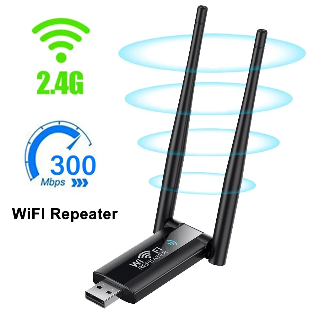 300M USB WiFi Extender Wireless Wifi Repeater 2.4G Signal Amplifier Booster Long Range Wi Fi Adapter Home Wi-Fi Router Extension