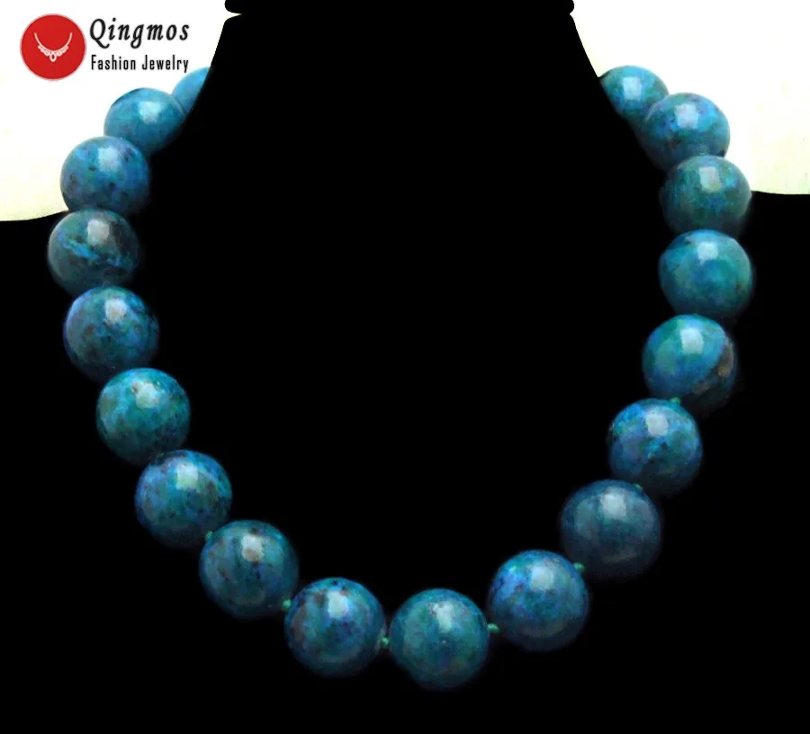 

Qingmos Green Natural Chrysocolla Necklace for Women with 20mm Round Chrysocolla Chokers Necklace Jewelry 17" 6480 Free Shipping