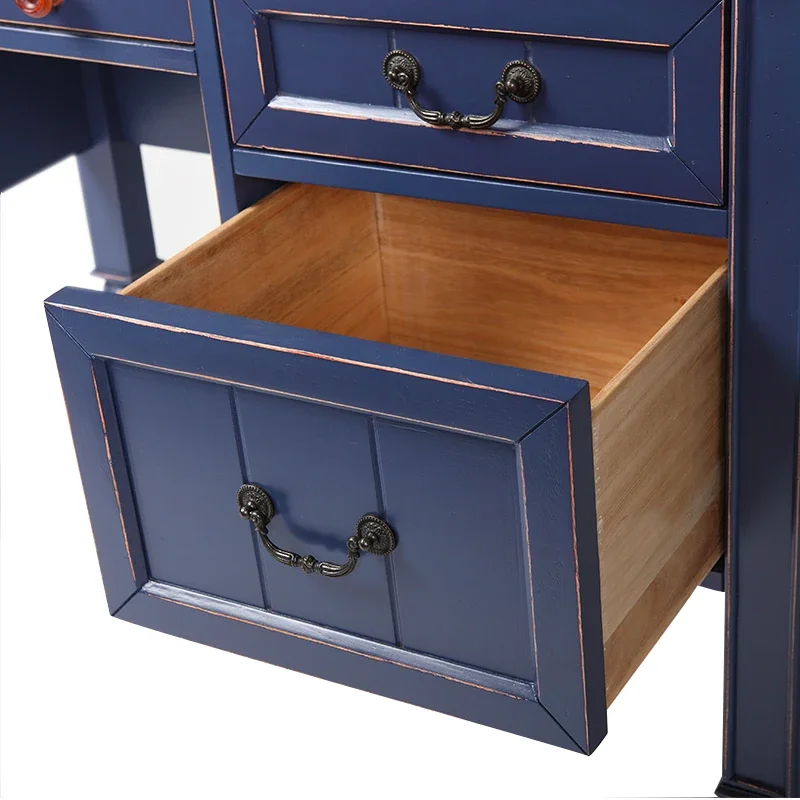 American solid wood simple office combination desk European Mediterranean study table writing desk