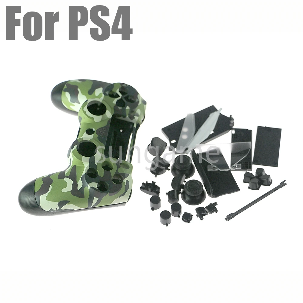 10sets For PS4 JDS-001/010 Controller Front Back Camouflage Housing Shell Case with Full Set Buttons Replacement Parts Joystick