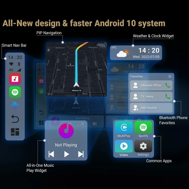 Ottocast Picasou 2 Pro EU Version Ai TV Box CarPlay Android Auto Wireless Adapter For Mazda Toyota VW Benz Audi  Car Accessories