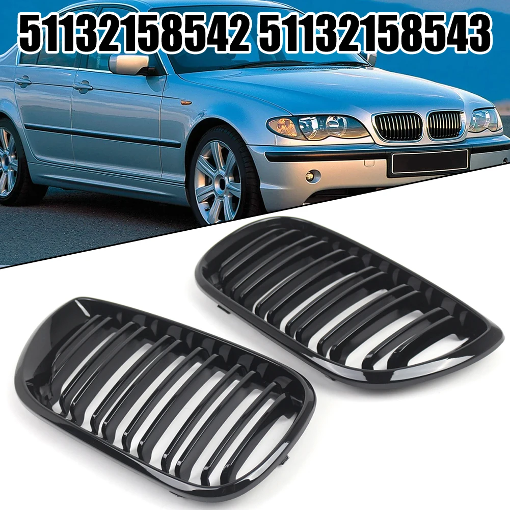 2pcs Black Front Bumper Grille Grill For BMW 3-Series E46 2002-2005 51137030545 51137030546 Direct Installation Car Accessories